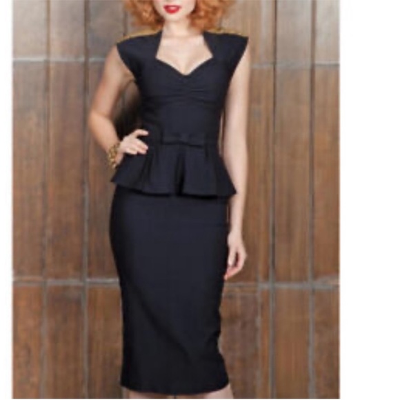 Stop Staring Dresses & Skirts - Stop Staring vintage inspired pinup retro Elegant Black Peplum Dress